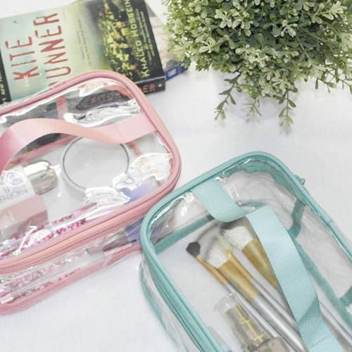 Toiletry Bag Makeup Cosmetic Clear Bag Portable Waterproof Transparent Travel Storage Pink - Image 7