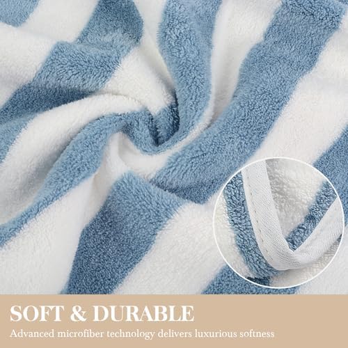 KinHwa Bathroom Hand Towels, Microfiber Blue Stripe Hand Towels, 2 Pack - Image 3