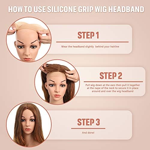 WILLBOND 2 Pcs Silicone Wig Grip Band No Slip Elastic, M; Light Brown - Image 5