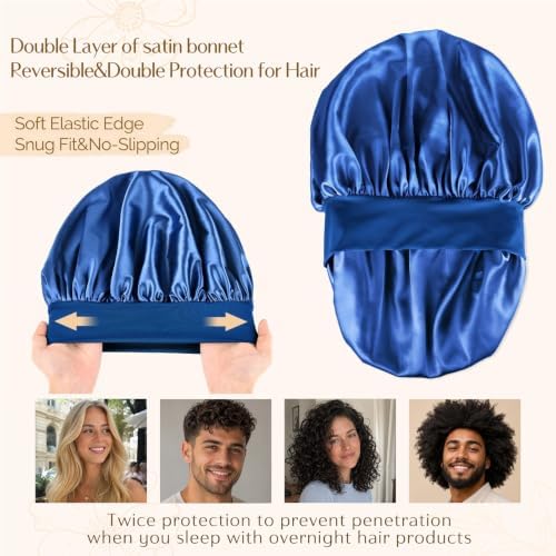 YANIBEST Soft Satin Bonnet for Men Women, Sleep Cap to Maintain Moisture - Image 3