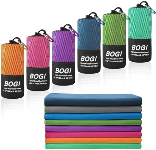 BOGI Microfiber Travel Sports Towel-Quick Dry Towel, Soft Lightweight Microfiber Camping Towel Absorbent Compact Travel Towel for Camping Gym Yoga Swimming Backpacking (L:60''x30''+16''x16''-Hpink) by BOGI