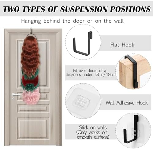 10 Pcs Wig Hangers Rack for Multiple Wigs, Dust-proof Storage Bag, Hot Pink - Image 3