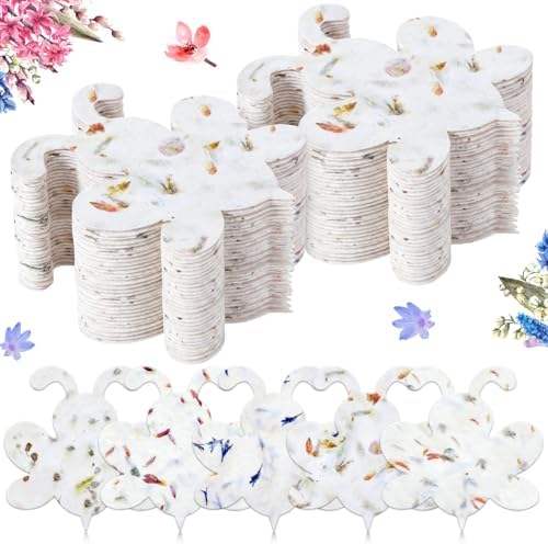 Dunzoom 50 Pcs Plantable Seed Paper Tags Wildflower,Bee Shape by Dunzoom