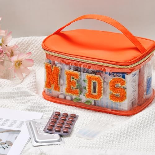 Geetery Meds Travel Bag Orange, Meds Chenille Letter Clear - Image 2