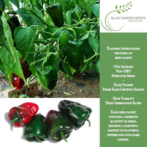 Poblano Ancho Grande Pepper Seeds (Capsicum annuum) – 50+ Heirloom Non-GMO Seeds by Isla’s Garden Seeds, Mild & Smoky Flavor, Perfect for Roasting, Stuffing & Drying, High-Yield Garden Favorite - Image 2
