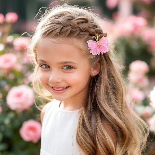 10Pcs Mini Butterfly Hair Bows for Girls Rhinestone Moving Hair Clips - Image 2