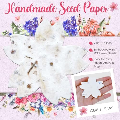 Dunzoom 50 Pcs Plantable Seed Paper Tags Wildflower,Flower Shape - Image 3