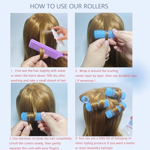ZMD 36PCS Self Grip Small Hair Curlers, Heatless Roller with Comb Hair Roller for Blowout Salon Hairdressing Home Curlers DIY Styles for Women Medium Short Thin Hair (0.8Inch) - Image 6