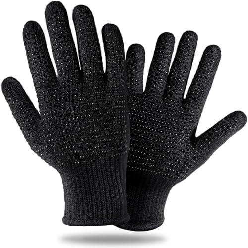 Teenitor Heat Resistant Glove With Silicone Bumps For Hair Iron Tool, Professional Heat Gloves For Heat Press, Heat Protectant Gloves For Hair Styling, Black by PERFECTYOURBEAUTY