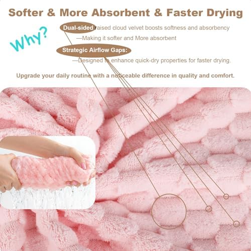Super Soft Microfiber Hair Towels 2-Pack Lage Size (24x42 inch) for Girls - Image 3