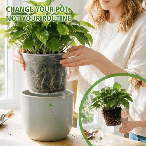 16 Pack 12/10/8/6 Inch Clear Nursery Pots with Drainage, Large Plastic Nursery Pots for Plants with Labels, Clear Plant Pots for Succulents, Flower & Vegetable - Image 4