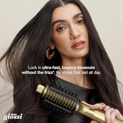 Shark Glossi 2-in-1 Blow Dryer Brush, Ceramic Comb, Liquid Gold, HT302GD - Image 2