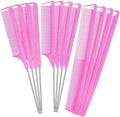Patelai 12 Pcs Parting Combs Set Rat Tail Combs for Braiding, Pink by Patelai