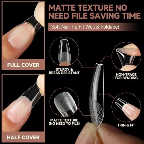 UNA GELLA Medium Coffin Nails Tips 216PCS 12 Sizes, X-Soft - Image 4