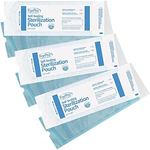 ForPro Professional Collection Self-Sealing Sterilization Pouches, Latex-Free, Color Changing Indicator, 3.5" W x 10" L, 200-Count - Image 2