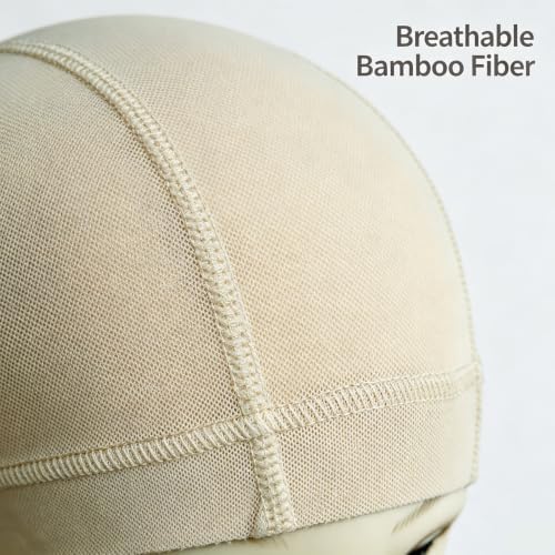 2‑Pack Bamboo Fiber Wig Caps, Soft Breathable Wig Liner for Women, Beige - Image 3