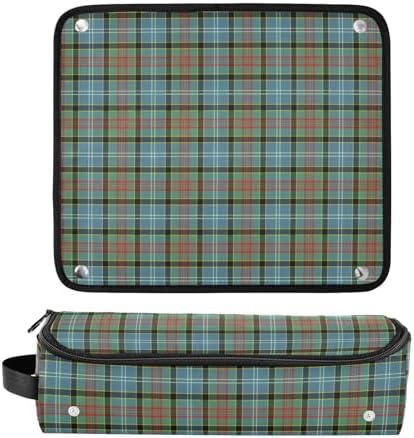 Tartan Plaid Hair Tools Travel Bag Carrying Case Portable Travel Organizer Pouch with Heat Resistant Mat for Hair Dryer Curling Iron Flat Irons - Image 3