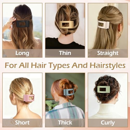 French Flat Hair Clips for Women 6pcs Hair Claw Clips for Thick or Thin Hair Matte Claw Clips for Girls Barrettes Non-Slip Strong Hold Hair Accessories for Women (Light Colorful) - Image 6