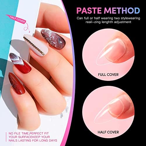 Krofaue 240PCS Almond Nail Tips, Flexible Gel Clear False Nails, 12 Sizes - Image 4