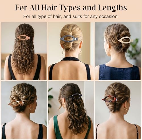 AWAYTR 6Pcs French Flat Hair Clips, Lay Flat Claw Clip for Women - Image 6