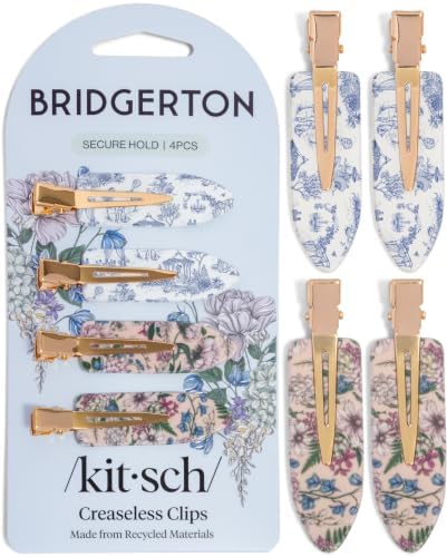 Bridgerton x Kitsch Creaseless Hair Clips for Women - Toile in Bloom, 4pcs by Kitsch