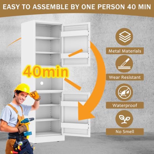 67" Freestanding Metal Pantry Cabinet, Tall Kitchen Food Storage Cupboard - Image 7