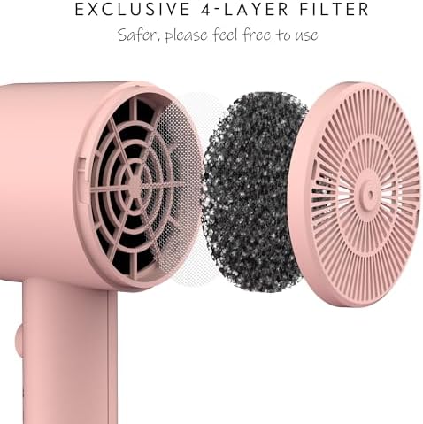 AINA Diffuser Hair Dryer Full-Featured Blow Dryer 110V/1600W(Babe Pink) - Image 2