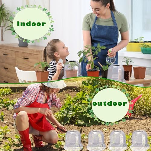 200 Pcs Small Humidity Plant Domes Garden Cloche Includes 40 Pcs Reusable Transparent Plant Protection Covers 120 Pcs U Shaped Stakes 40 Pcs Blank Labels for Seed Starter Pots Indoor Outdoor Gardening - Image 6