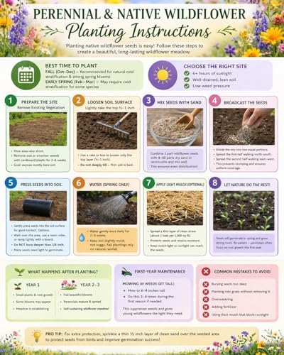 Wisconsin Bulk Perennial and Annual Wildflower Seed Mix 1/4lb Covers 500sq-ft - Attract Pollinators, Multi-Color Blooms - Midwest US Species Plant in Spring/Fall - Earth-Friendly Packaging (1/4 Pound) - Image 5