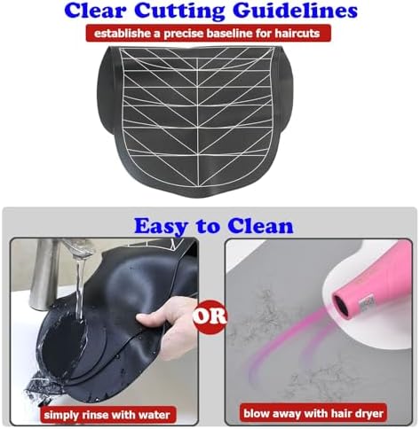 Hair Cutting Guide Cape Hair Cutting Collar for Hairstylists with Guidelines Weighted Hair Cutting Mat Silicone Waterproof Haircut Shoulder Mat (Gray) - Image 2