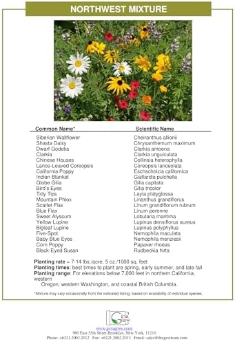 Geva Grow on the Go Seed Shaker - Northwest Wildflower Seeds Regional Mix - Organic, Non-GMO - 100% Pure Seed - 20 Different Wildflowers Seeds of Annual and Perennial, 8oz - Image 5