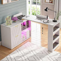 Kikihouse L-Shaped Manicure Table with Dust Collector, Outlet & LED Light by Unknown