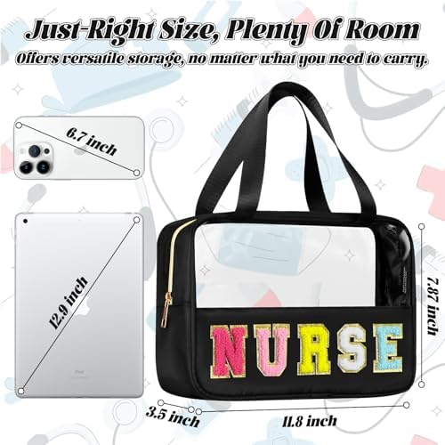 BuyCard Nurse Gift Chenille Letter Bags Clear Makeup Bag for Travel - Image 2