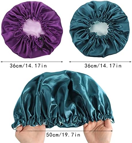 Pengxiaomei 2 Pack Satin Bonnet for Sleeping, Drawstring Hair Bonnet - Image 2