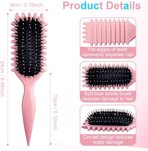 Candy Brush,Curly Hair Brush,Curl Defining Brush,Shaping and Defining Curls for Women Hair Brush for Combing and Shaping,Reduce Pulling and Curl Separation For Defined Curls(pink) - Image 2