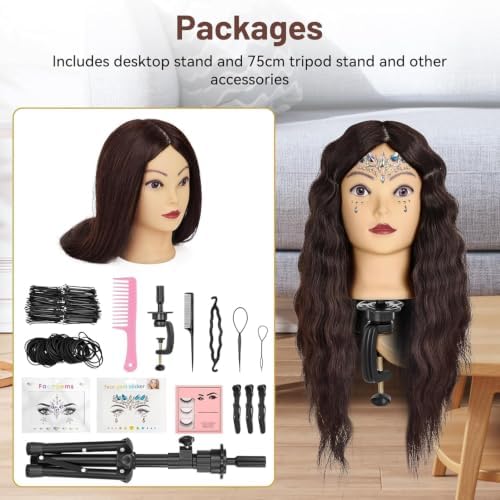 23" Mannequin Head with Hair for Hairdressing Training and Hair Styling - Image 7