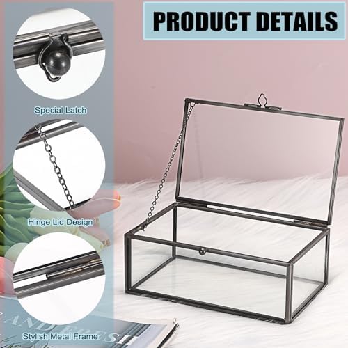 Hipiwe Vintage Glass Keepsake Box Clear Jewelry Display Lidded Box with Lid - Image 5
