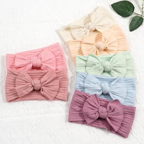 CÉLLOT 10 Colors Super Stretchy Soft Knot Hair Bows Baby Girl Headbands - Image 6