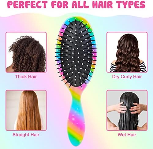 Kids Hair Brush Girls, Toddler Wet Dry Detangling Hair Brush for Curly Thick Hair Pain-Free Comb Girls Kids Women Unicorn Mermaid - Image 4