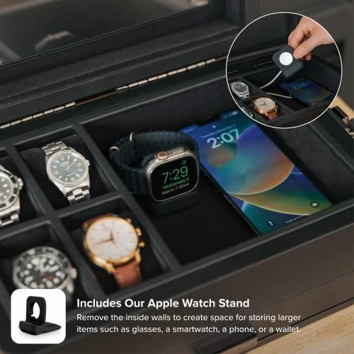 CASE ELEGANCE Monogrammed Black Edition Military 10-Slot Watch Box - Image 5