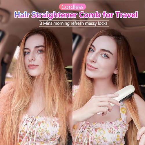 STUDLLY LCD Screen Cordless Hair Straightener & Curler 2 in 1, White - Image 4