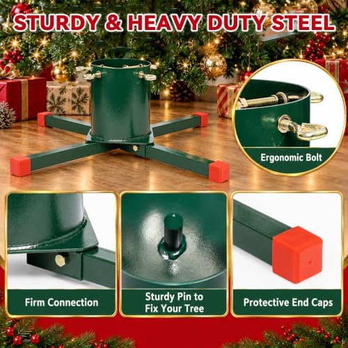Christmas Tree Stand for Live Trees, 6 to 12 ft, Sturdy Green Christmas Tree Holder, Adiustable Design, Easy to Assemble, No Tools Required (Green2026) - Image 4