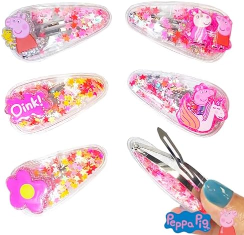 LUV HER Peppa Pig Toys For Girls, 6pc Cute Hair Clips with Favorite Character Charms, Gifts Magical Confetti Snaps for Kids, Ages 3+ - Image 6