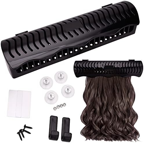 Hair Extension Holder Hair Extension Style Caddy Designed to Hold Clip-Ins, Tape-In’s, Micro Bundles and Sew-In Wefts While You Color, Wash, Style, Pack and Store (Black) by IEBARBER