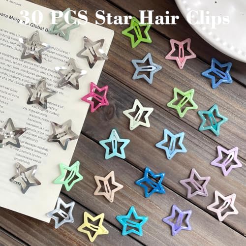 20 PCS Sparkling Star Hair Clips Snap Hair Accessories Non Slip Clips for Girls Women Metal Hair Clip Star Hair Barrettes Stars Hair Clips for Women Stars Hair Clip - Image 6