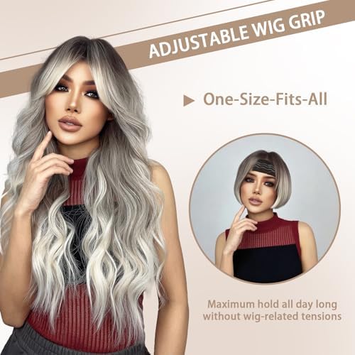 Wig Grip Band Flexible Velvet Scarf Adjustable Comfort Band Headband Non-Slip Wig Bands with Wavy Silicone (Grey) - Image 7
