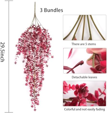 RECUTMS Artificial Hanging Plants Artificial Fall Flowers Faux Autumn Plant - Image 2