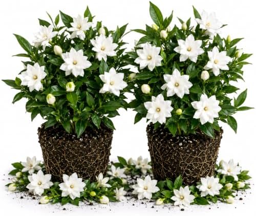2 Frostproof Arabian Jasmine Plants, Indoor Outdoor Flower, 4-9 Inches by TANKDA