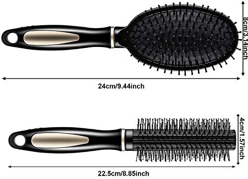 Boao 12 Pcs Hair Brush Comb Set, Paddle Detangling Brush, Black - Image 2