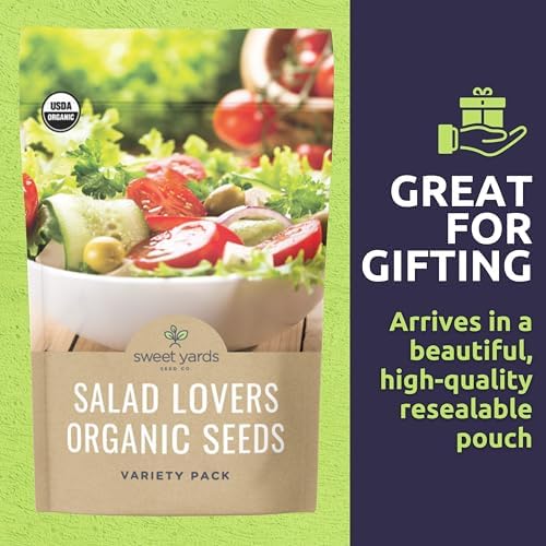 Organic Salad Lover Seeds Variety Pack - 10 Individual Packs - 2026 Season - Yellow Pear Tomato, Buttercrunch Lettuce and More! for Indoor & Outdoor Planting (Non-GMO, Certified Organic) - Image 6